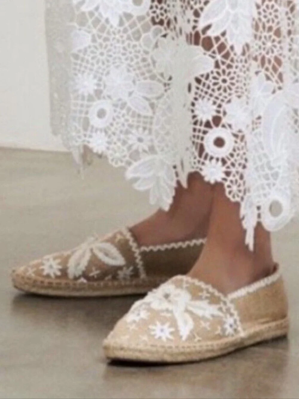 NWT Antik Batik X Johnny Was Tori Beaded Rhinestone Embroidered Espadrille Flats